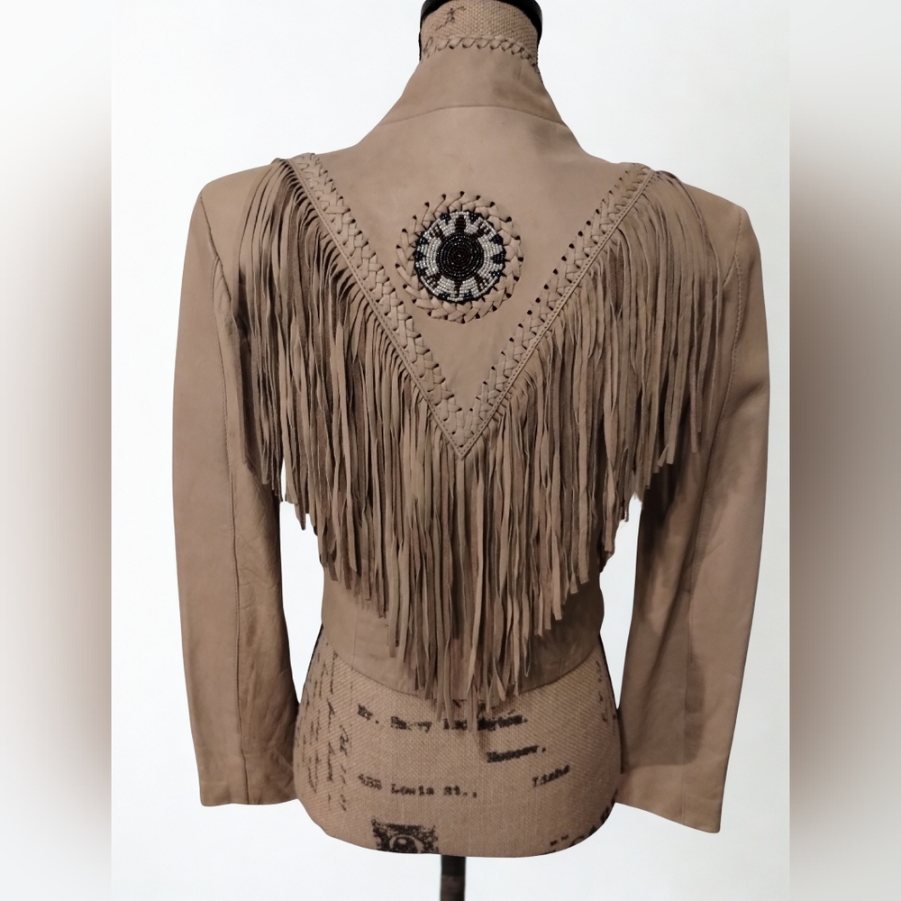 Vintage Leather Fringe Beaded Hot Leathers Leather Jacket Women's Size S - Picture 3 of 6
